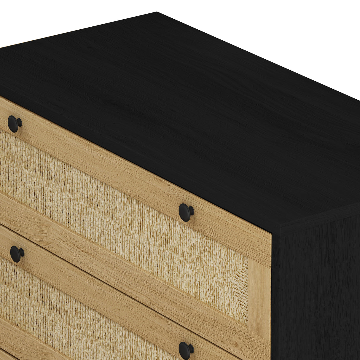 30.31"3-Drawers Storage Cabinet Rope Woven Drawer,for Bedroom,Living Room,Dining Room,Hallways,Black - V.I.P Digital Presence