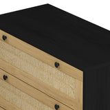 30.31"3-Drawers Storage Cabinet Rope Woven Drawer,for Bedroom,Living Room,Dining Room,Hallways,Black - V.I.P Digital Presence