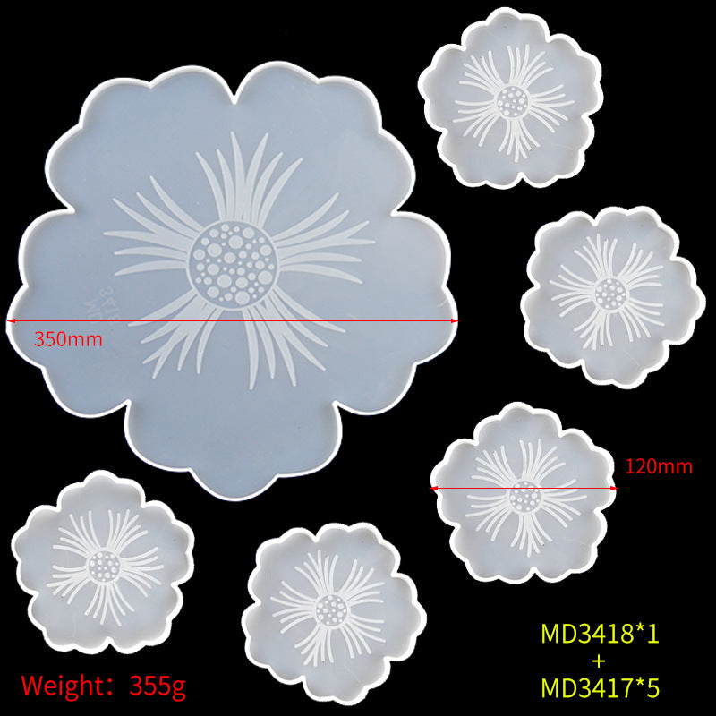 Drip Glue Mold Diy Flower Cherry Blossom Coaster Mold Petal Resin Tray Tea Tray Set Fruit Tray Silicone Mold - V.I.P Digital Presence