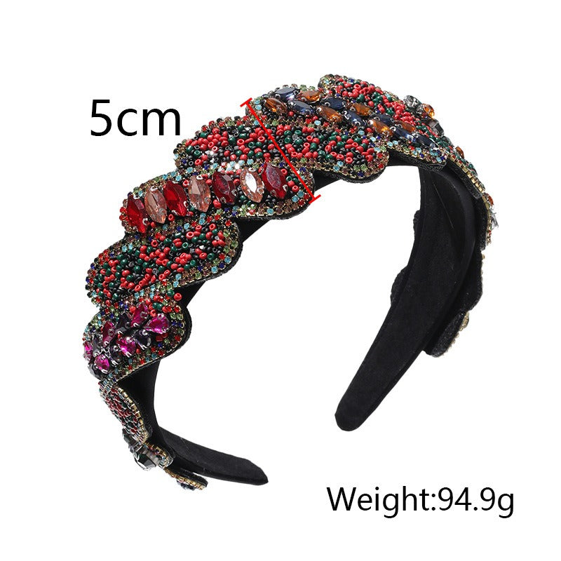 Gorgeous Mizhu Water Diamond Baroque Retro Wide Edge Hair Accessories - V.I.P Digital Presence