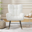 Teddy fabric rocking chair, cushioned rocking chair with high backrest, modern rocking chair, white - V.I.P Digital Presence