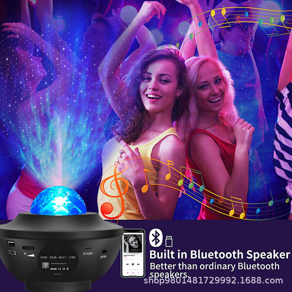Popular Small Bowl Starry Sky Light Projection Light USB Bluetooth Music Rotating Water Ripple Starry Sky Laser Atmosphere Light - V.I.P Digital Presence