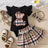 Newborn baby girl summer style teddy bear sticker embroidery bag fart triangle Ha clothes plaid butterfly - V.I.P Digital Presence