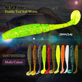 AFISHLURE 6 piezas/lote T Tail Soft Worm 3,2 g 75 mm Paddle wobbler señuelo de pesca para lubina cebo de pesca Grub Swimbait 