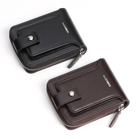 RFID Anti-Theft Brush Vintage Zipper Wallet Horizontal Type Driver's License Airtag Card Bag Manual Wallet - V.I.P Digital Presence