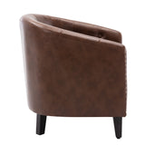 PU Leather Tufted Barrel ChairTub Chair for Living Room Bedroom Club Chairs - V.I.P Digital Presence