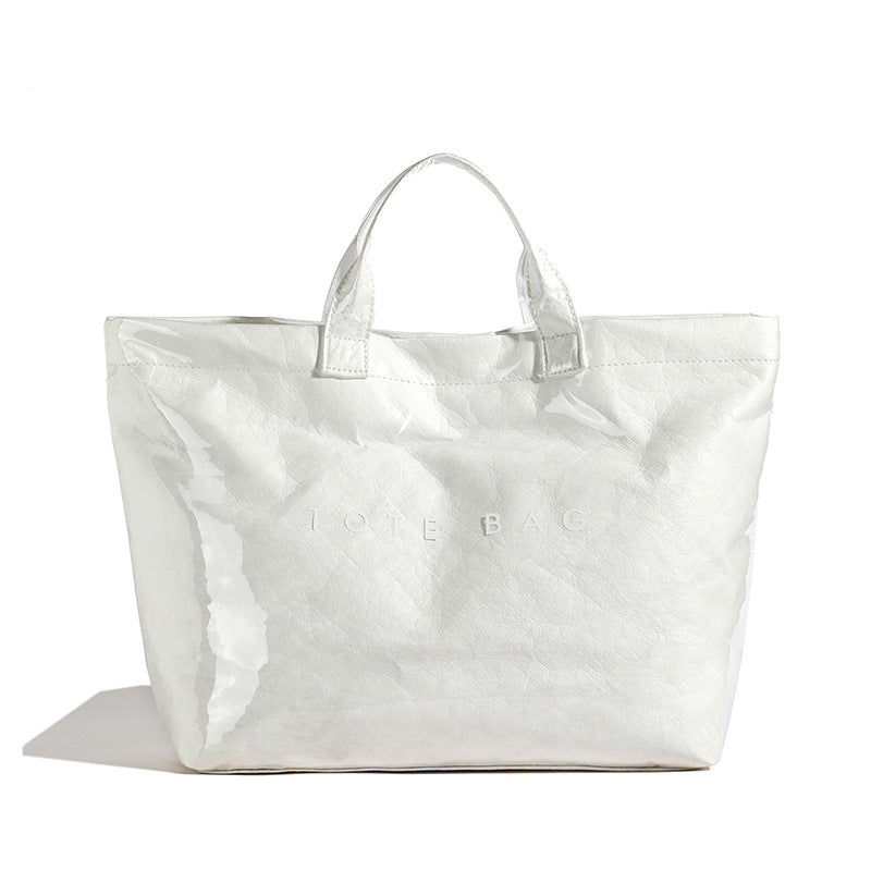 Vintage PVC tote with DuPont lettering. Simple, transparent, large - capacity handbag for commuting women. - V.I.P Digital Presence