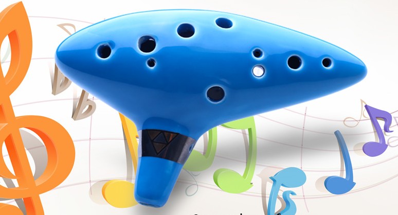 1 ocarina de cerámica esmaltada de 12 agujeros con llave C (1 unidad)