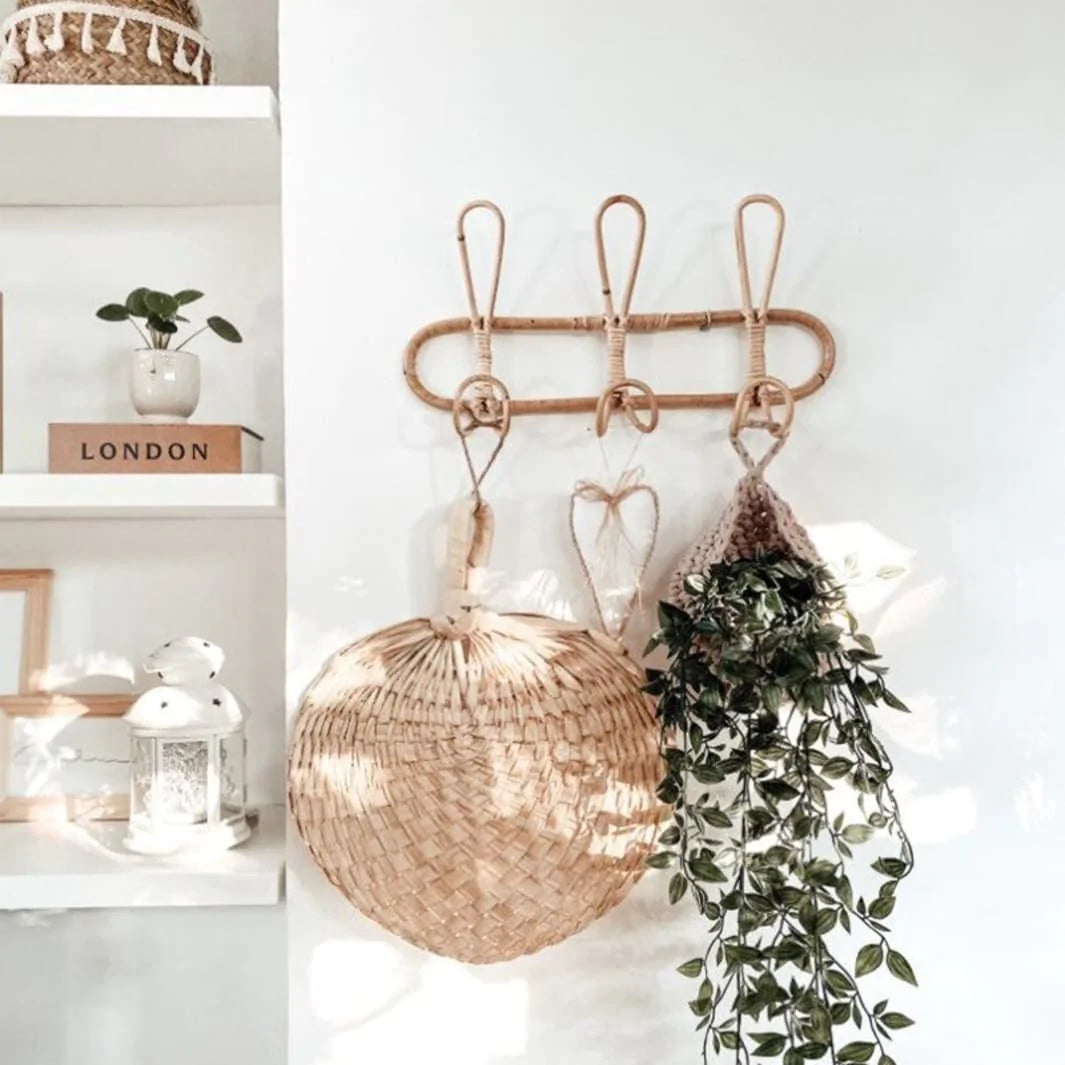 Kids Room Decor Hanger Rattan Wall Hooks Kids Garments Organizer Rack Clothes Hat Hanging Hook Rattan Hanger - V.I.P Digital Presence
