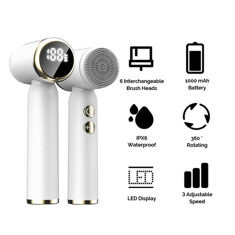6-In-1 Hot And Cold Facial Cleanser Display Cleansing Brush Ultrasonic Facial Cleanser Pore Cleaning Silicone Beauty Instrument - V.I.P Digital Presence