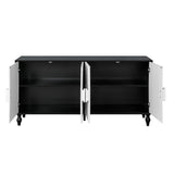 Vintage White Large Faceted Carved And Spliced Doors Combined With Black Frames For TV Stand Table,Sideboards, Accent Cabinets - V.I.P Digital Presence