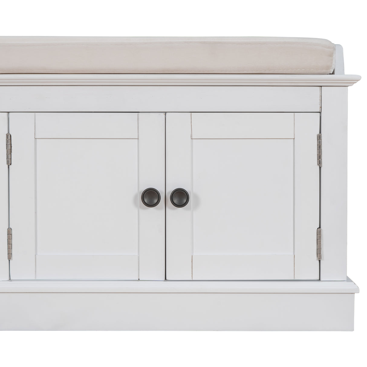 TREXM storage table with 4 adjustable doors and shelves, detachable padded shoe stand (white) - V.I.P Digital Presence