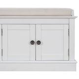 TREXM storage table with 4 adjustable doors and shelves, detachable padded shoe stand (white) - V.I.P Digital Presence