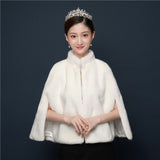 Bride's wedding dress fur shawl women's warm white cloak cheongsam jacket red cloak - V.I.P Digital Presence
