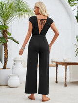 Twisted Round Neck Cap Sleeve Jumpsuit - V.I.P Digital Presence