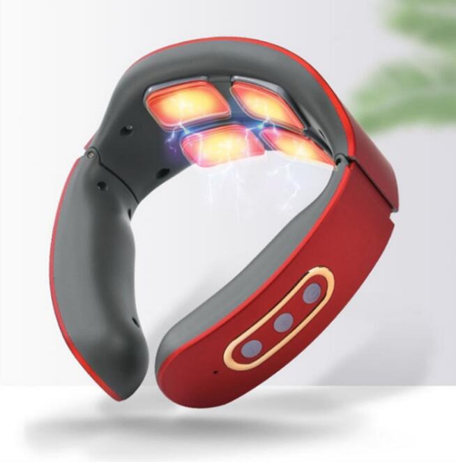 USB Rechargeable 4 Heads Cervical Spondylosis Massager Intelligent Whole Body Meridian Massage Pulse Kneading Heating Neck Protector - V.I.P Digital Presence