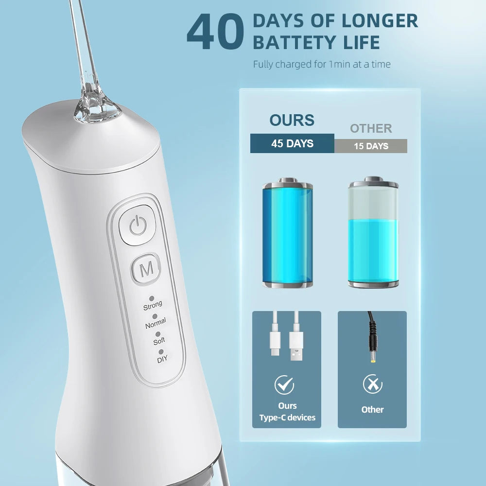 USB charging portable water flosser with four modes, 300ML water tank waterproof oral cleaner - V.I.P Digital Presence