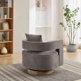 29.1"W Swivel Accent Open Back Chair Modern Comfy Sofa Chair With Weathered Base (Charcoal,Linen Blend) - V.I.P Digital Presence