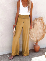 Full Size Decorative Button High Waist Pants - V.I.P Digital Presence