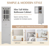 Tall Bathroom Cabinet, Freestanding Storage Cabinet with Drawer and Doors, MDF Board, Acrylic Door, Adjustable Shelf, White - V.I.P Digital Presence