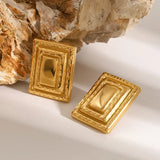 18K Gold-Plated Stainless Steel Square Shape Earrings - V.I.P Digital Presence
