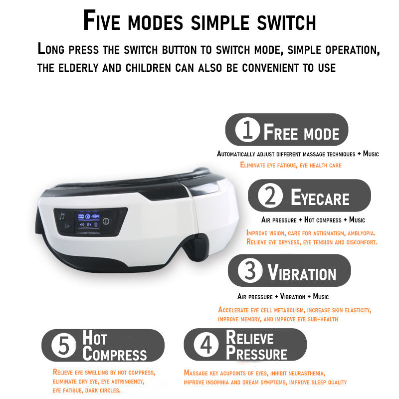 Eye Massager Vibration Therapy Air Pressure Heating Massage Relax Health Care Fatigue Stress Bluetooth Music Improve Vision - V.I.P Digital Presence