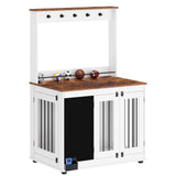 Dog crate,Graffiti dog cage, kennel with double doors, crate interior furniture, heavy wooden dog cage, large dog, white - V.I.P Digital Presence