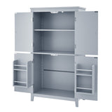Bathroom floor storage cabinet, bathroom storage cabinet, 4-door independent cabinet, adjustable shelf, adaptive shelf, gray - V.I.P Digital Presence