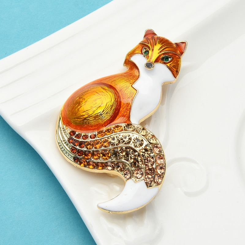Wuli&baby Rhinestone Enamel Fox Brooches For Women Animal Party Causal Brooch Pins Gifts - V.I.P Digital Presence