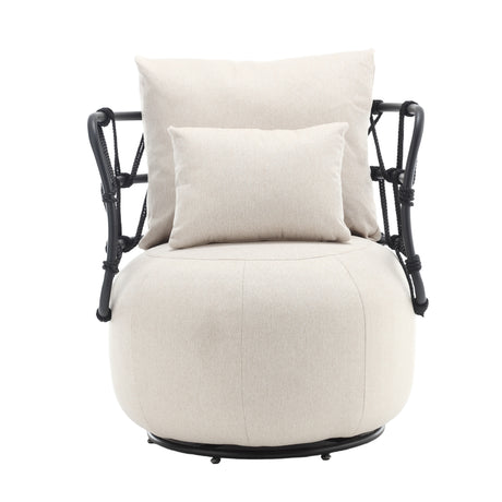 COOLMORE Upholstered Tufted Living Room Chair Textured Linen Fabric Accent Chair with Metal Stand - V.I.P Digital Presence