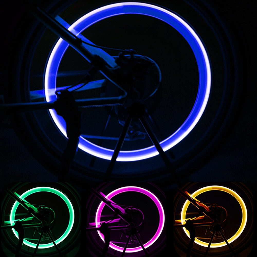 FORAUTO 2PCS Car Wheel LED Light Motocycle Bike Light Tire Valve Cap Decorative Lantern Tire Valve Cap Flash Spoke Neon Lamp - V.I.P Digital Presence