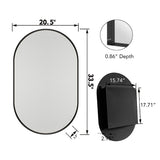 20x34 inch oval embedded medicine cabinet, metal frame bathroom cabinet with mirror and adjustable shelf matte black - V.I.P Digital Presence