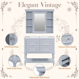 36'' Bathroom Vanity with Medicine Cabinet, Modern Mirror Cabinet with Adjustable Shelf, Bathroom Storage Cabinet with 4 Drawers - V.I.P Digital Presence