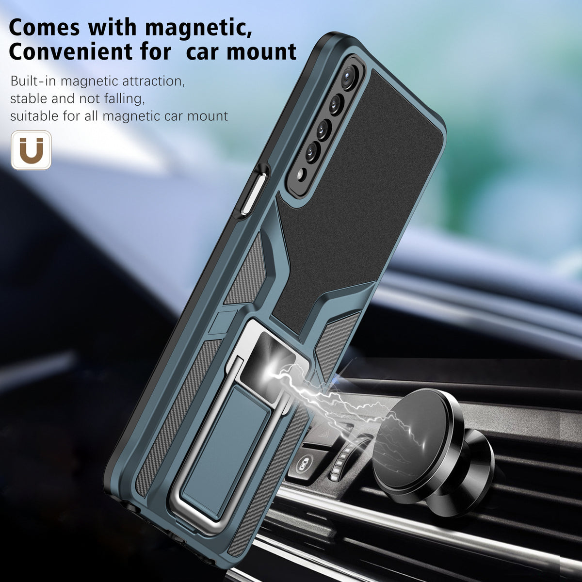 Adecuado para LGSTYLO7 Funda protectora para teléfono móvil LGSTYLO7 Funda magnética con soporte creativo para coche 