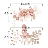Luxury Blue Flower Hair Combs Headdress Prom Bridal Wedding Hair Accessories Gold Leaves Hair Jewelry Hair Pins - V.I.P Digital Presence