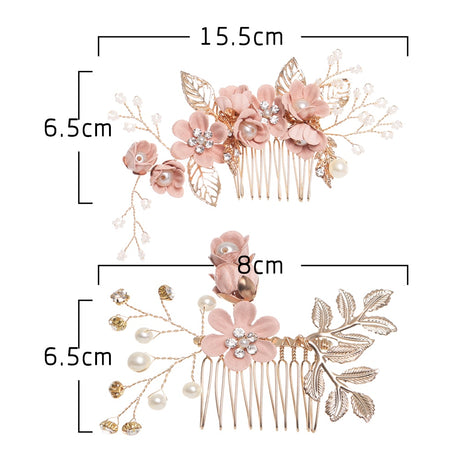 Luxury Blue Flower Hair Combs Headdress Prom Bridal Wedding Hair Accessories Gold Leaves Hair Jewelry Hair Pins - V.I.P Digital Presence