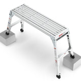 Aluminum Work Platform Large Size Step Stool Folding Portable Work Bench 40" Width Telescopic Feet 22" -27.5" Height Adjustable - V.I.P Digital Presence