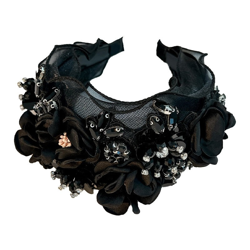 Fabric Flower Heavy Industry Wide Edge Crystal Super Immortal Women's Headband Headwear - V.I.P Digital Presence