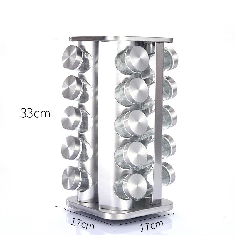 Kitchen articles rotating seasoning rack domestic rotating seasoning tank stainless iron spices seasoning box set - V.I.P Digital Presence