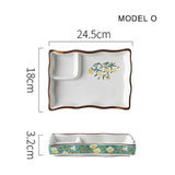 Dumpling plate sushi plate round square plate with soy sauce and vinegar partitioned snack plate ceramic plate for home use - V.I.P Digital Presence