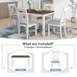 TOPMAX Rustic Minimalist Wood 5-Piece Dining Table Set with 4 X-Back Chairs for Small Places  White
