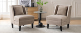 Velvet Upholstered Accent Chair with Cream Piping, Tan and Cream - V.I.P Digital Presence