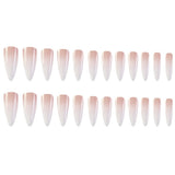 Milky white powder gradient long drop-shaped manicure, high-end fake nail patch wearable nail patch - V.I.P Digital Presence