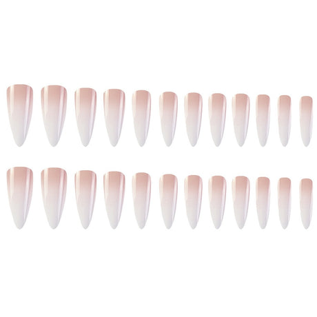 Milky white powder gradient long drop-shaped manicure, high-end fake nail patch wearable nail patch - V.I.P Digital Presence