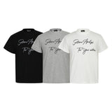 Handwritten English Letter Print Short Sleeve T-Shirt Men's Slim Fit Regular Shoulder Casual Round Neck Half Sleeve Top INS Trendy Tee - V.I.P Digital Presence