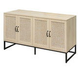 Rattan 4-Door Sideboard , Sideboard Buffet Storage Cabinet,Accent Storage Cabinet , Large Cabinet With 4 Rattan Decorated Doors - V.I.P Digital Presence