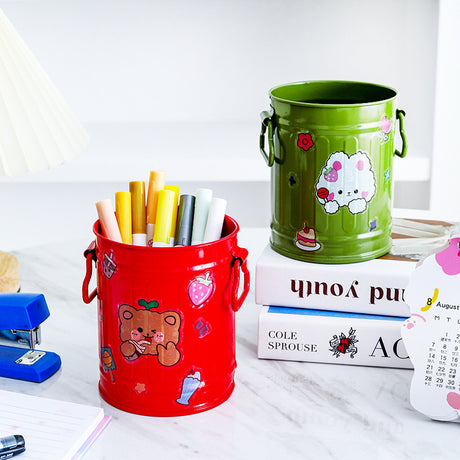 Cylindrical wrought iron pen holder DIY creative desktop storage bucket multifunctional stationery pen holder - V.I.P Digital Presence