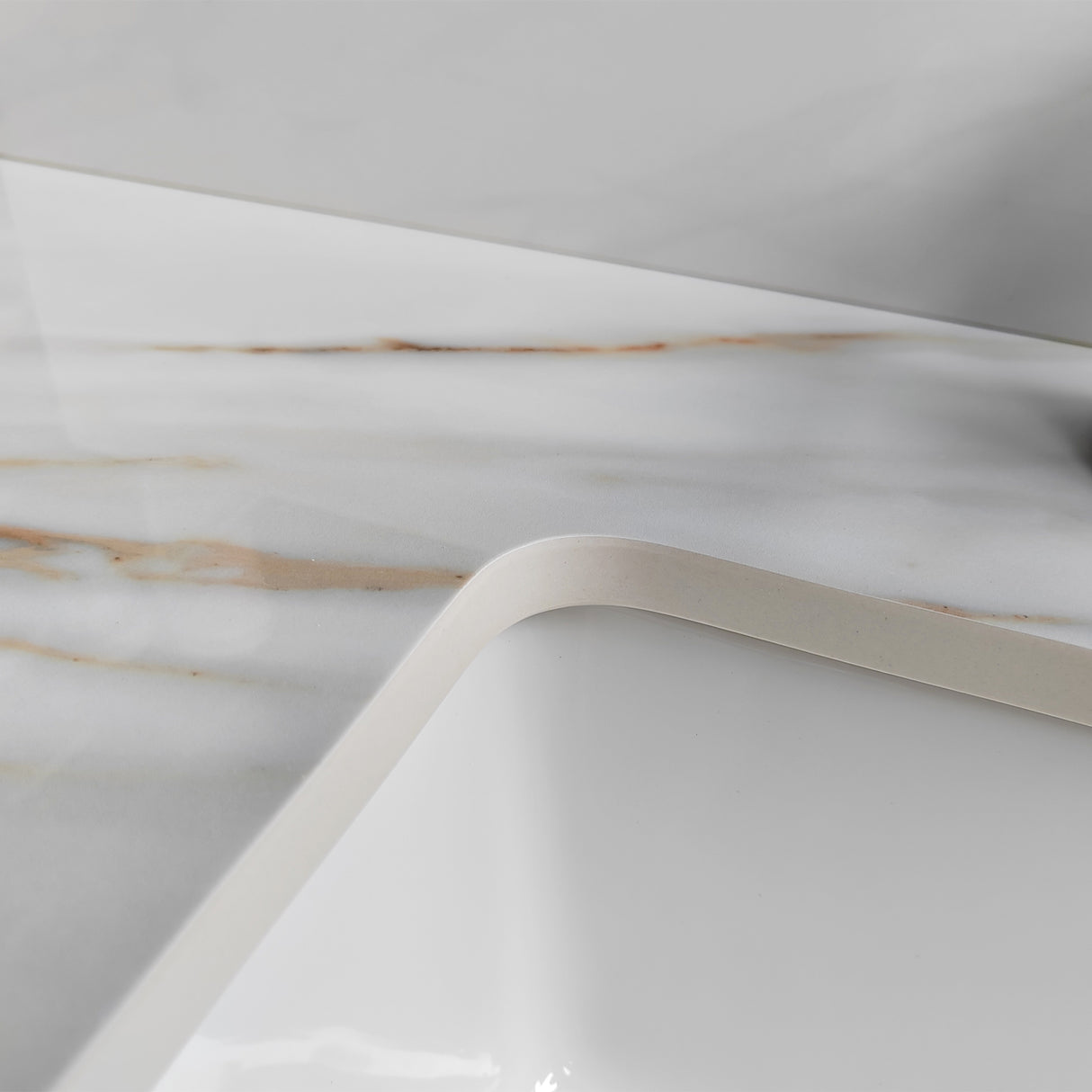 43 inch marble countertop with base rectangular central sink and 4-inch high splash guard, pre drilled 8-inch faucet hole ，white - V.I.P Digital Presence