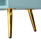 Modern Shoe Storage Bench with Hidden Storage and Upholstered Cushions for Bedside, Living Room and Entryway (Tiffany Blue) - V.I.P Digital Presence