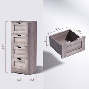 Floor Cabinet Wooden Storage Cabinet Home Office Living Room Bathroom Side Table Sturdy Modern 4 Drawers Grey - V.I.P Digital Presence